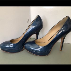 Joan and David blue patent heels